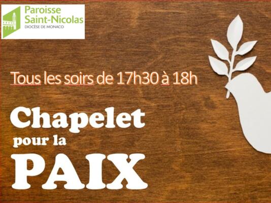 Chapelet pour la Paix à Saint-Nicolas, tous les jours de 17h30 à 18h