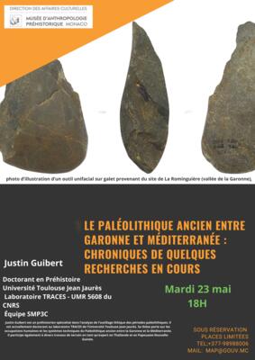 Conférence - "Le Paléolithique ancien entre Garonne et Méditerranée : chroniques de quelques recherches en cours"