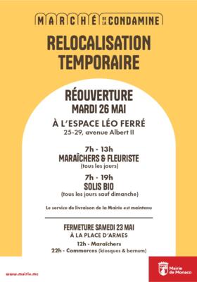 Relocalisation temporaire du Marché de la Condamine