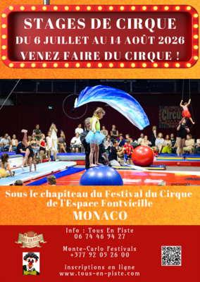 Circus workshops under the big top at the Monte Carlo International Circus Festival